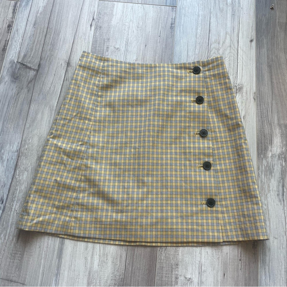 Aritzia Sunday Best Yellow Black Mini A-Line Skirt